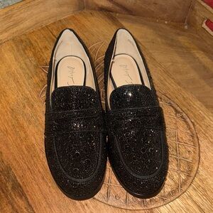 NWOT Betsey Johnson Black Sparkle Loafers